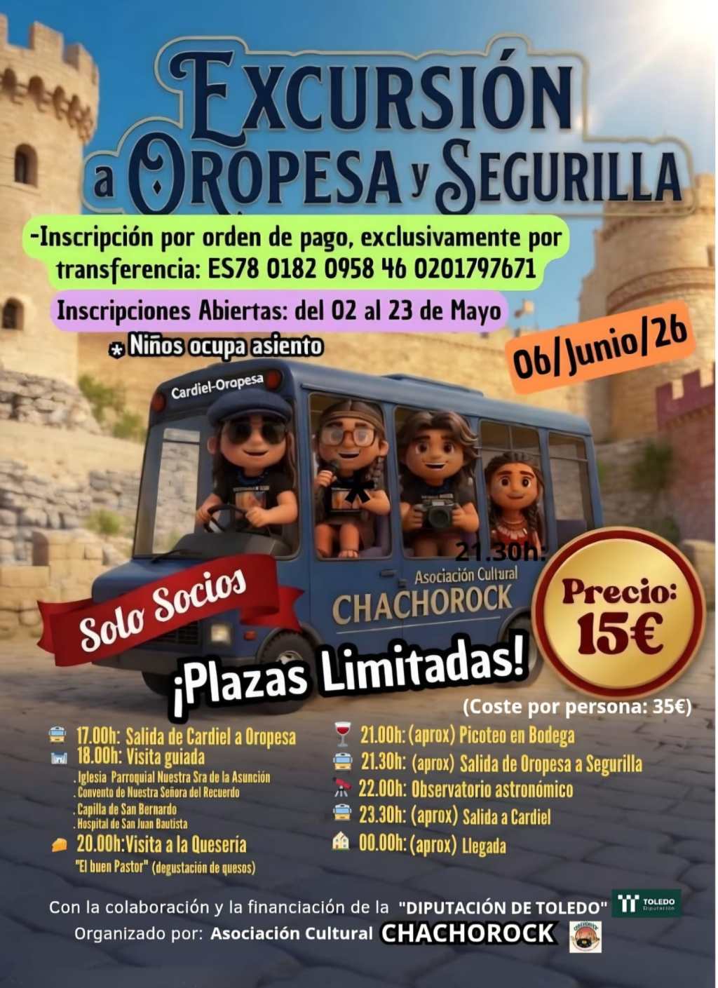 ChachoRock organiza una jornada cultural, con visitas guiadas a Oropesa y&nbsp;Segurilla